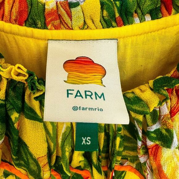 NWOT FARM Rio Tangerine Multi Off Shoulder Tropical Midi Dress XS “RARE" - Picture 7 of 12